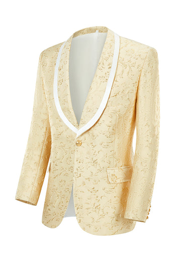 Hellrosa Schal Ein-Knopf Revers Jacquard 2-Teiliger Herren Ballanzug