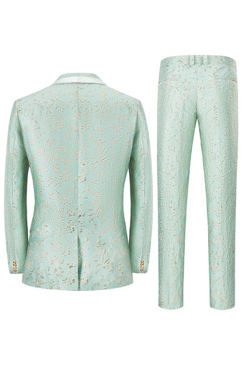Hellrosa Schal Ein-Knopf Revers Jacquard 2-Teiliger Herren Ballanzug