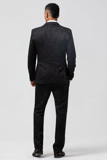 Hellrosa 3-Teiliger Spitzenrevers Jacquard Ballanzug mit einem Knopf