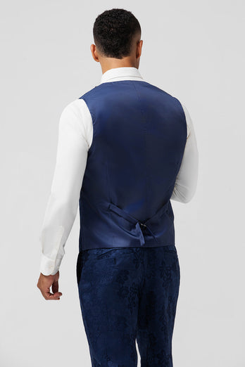 Hellrosa 3-Teiliger Spitzenrevers Jacquard Ballanzug mit einem Knopf