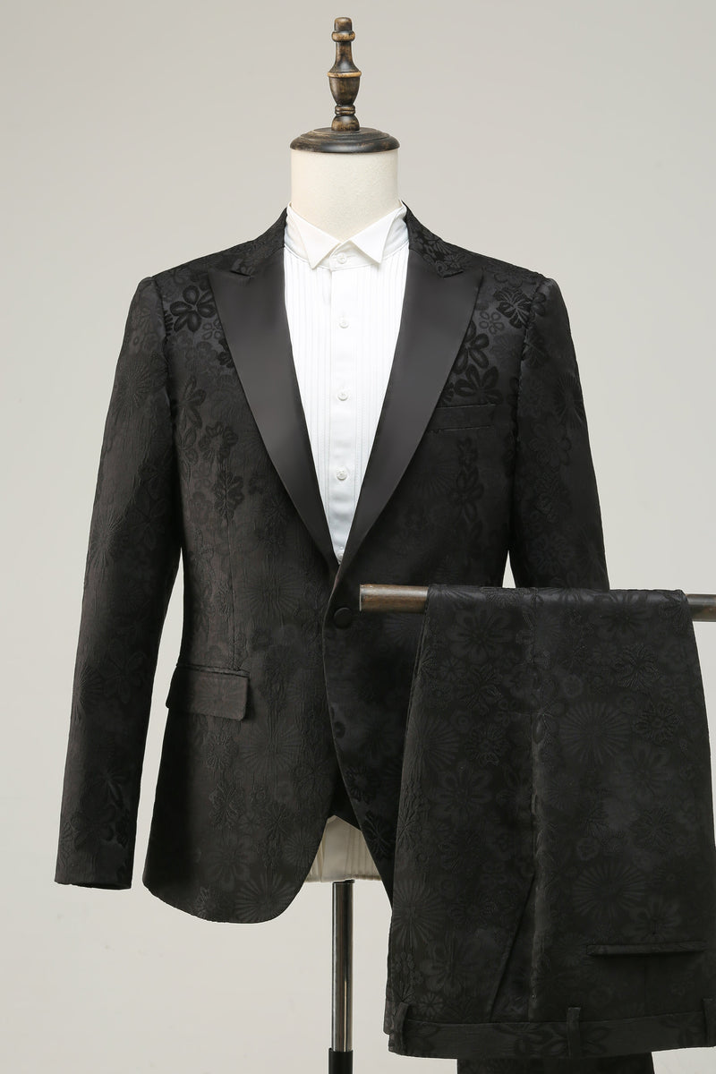 Laden Sie das Bild in den Galerie-Viewer, Silm Fit Hellrosa 2-Teiliger Ein-Knopf Jacquard Herren Abendanzug