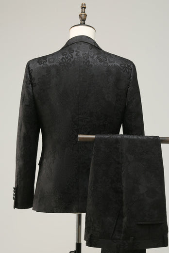 Silm Fit Hellrosa 2-Teiliger Ein-Knopf Jacquard Herren Abendanzug