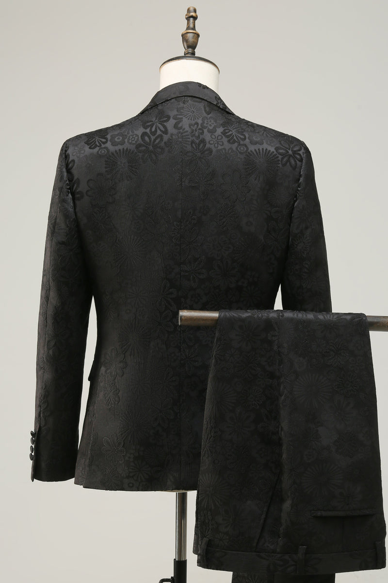 Laden Sie das Bild in den Galerie-Viewer, Silm Fit Hellrosa 2-Teiliger Ein-Knopf Jacquard Herren Abendanzug