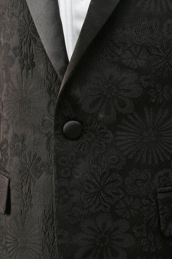 Dunkelblauer Spitzenrevers Ein-Knopf 2-Teiliger Jacquard Herren Abendanzug