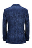 Laden Sie das Bild in den Galerie-Viewer, Dunkelblauer Spitzenrevers Ein-Knopf 2-Teiliger Jacquard Herren Abendanzug