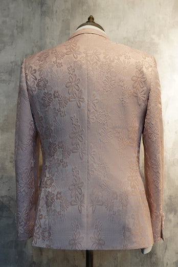Dunkelblauer Spitzenrevers Ein-Knopf 2-Teiliger Jacquard Herren Abendanzug