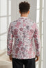 Laden Sie das Bild in den Galerie-Viewer, Schalrevers Ein-Knopf Rosa Blumen Jacquard 2-Teiliger Smoking Anzug