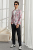 Laden Sie das Bild in den Galerie-Viewer, Schalrevers Ein-Knopf Rosa Blumen Jacquard 2-Teiliger Smoking Anzug