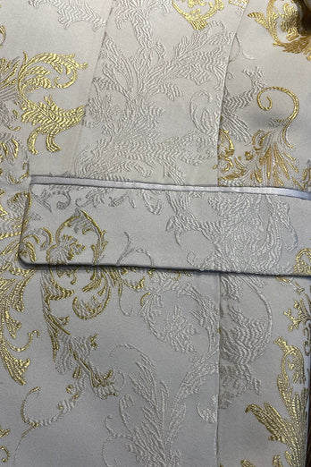 Champagne Spitzenrevers Pailletten Herren Ein-Knopf Ballblazer Abendanzug
