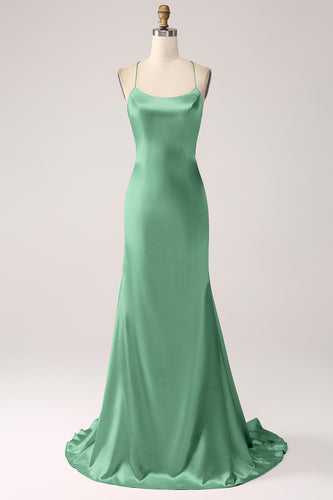 Eucalyptus Meerjungfrau Spaghettiträger Langes Ballkleid
