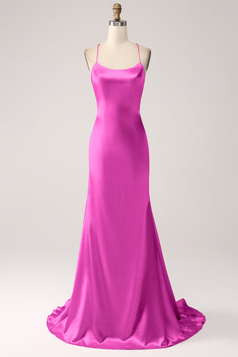 Eucalyptus Meerjungfrau Spaghettiträger Langes Ballkleid