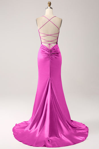 Eucalyptus Meerjungfrau Spaghettiträger Langes Ballkleid