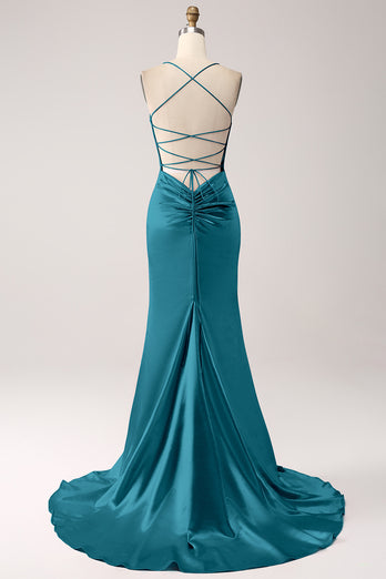 Eucalyptus Meerjungfrau Spaghettiträger Langes Ballkleid