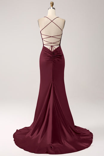 Rouge Meerjungfrau Spaghettiträger Langes Ballkleid