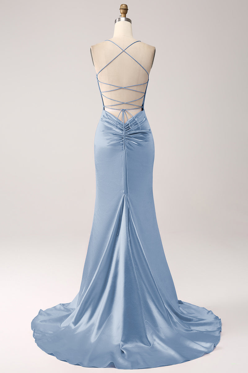 Laden Sie das Bild in den Galerie-Viewer, Rouge Meerjungfrau Spaghettiträger Langes Ballkleid