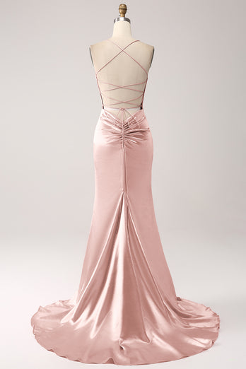 Rouge Meerjungfrau Spaghettiträger Langes Ballkleid