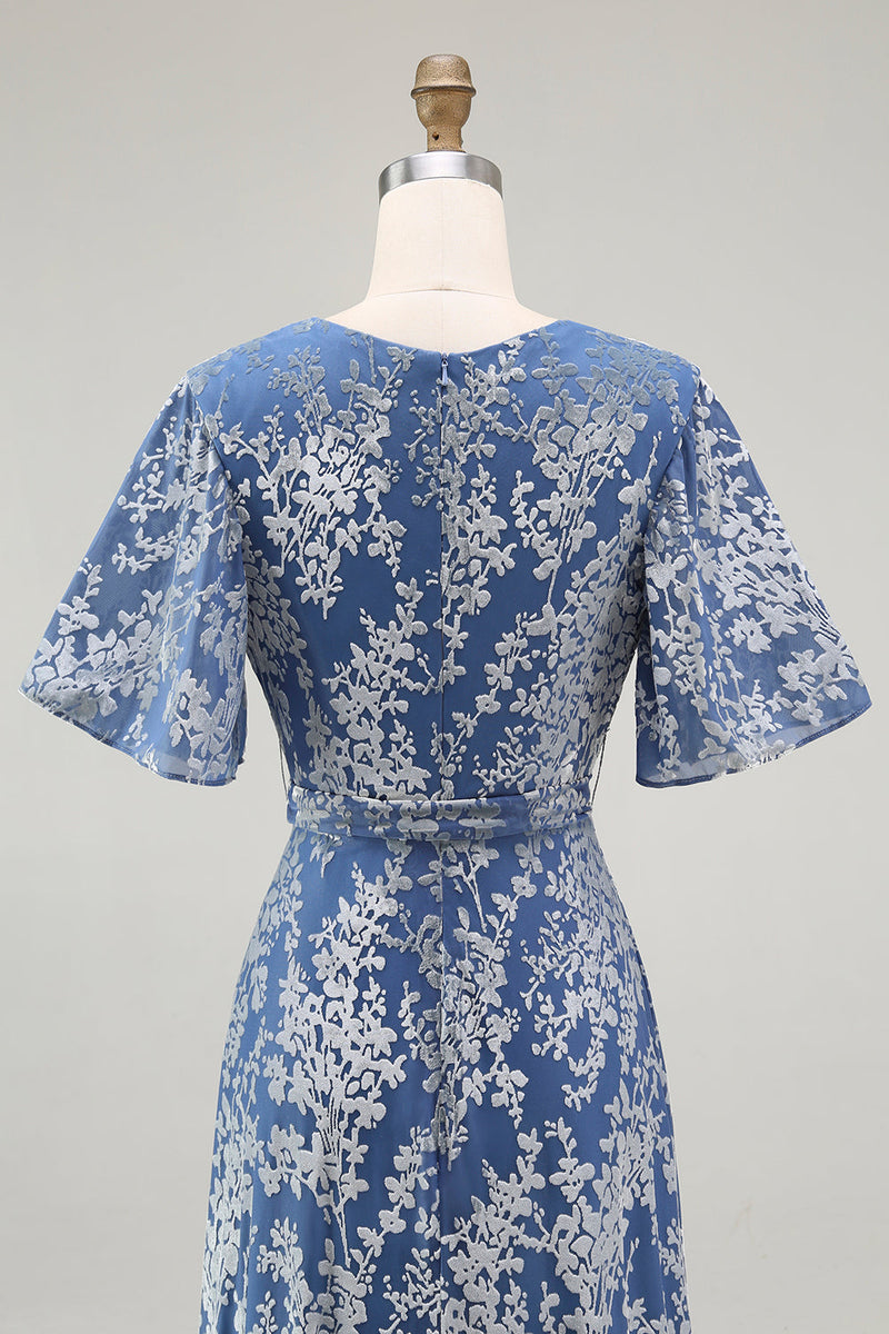 Laden Sie das Bild in den Galerie-Viewer, Burnout Samt Dunkelgrün Langes Festliches Kleid mit Schlitz