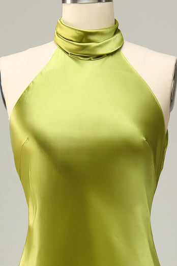 Agave Meerjungfrau Neckholder Langes Brautjungfernkleid mit Offenem Rücken
