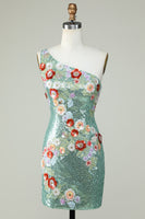 Laden Sie das Bild in den Galerie-Viewer, Ein-Schulter-Kleid mit schwarzen Paillettenperlen nach Hause