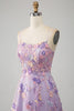 Laden Sie das Bild in den Galerie-Viewer, Mauve A Linie Spaghettiträger Korset Langes Ballkleid mit Applikationen