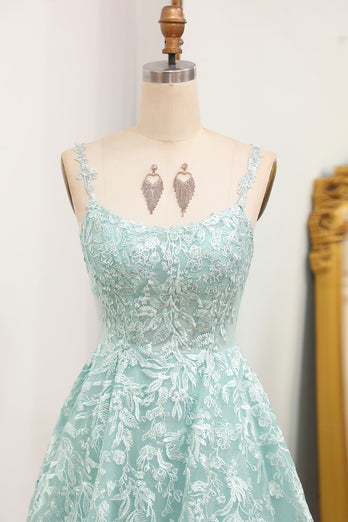 Mint Wunderschönes A-Linien Spaghettiträger Korsett Ballkleid mit Applikationen