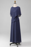 Laden Sie das Bild in den Galerie-Viewer, Scheide-/Säulenschaufel Teelanges stürmisches Chiffon-Mutter-der-Braut-Kleid