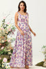 Laden Sie das Bild in den Galerie-Viewer, Erröten Lila Blume Boho Chiffon Brautjungfernkleid