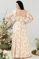 Laden Sie das Bild in den Galerie-Viewer, Schulterfreies Brautjungfernkleid in Übergröße mit Schlitz