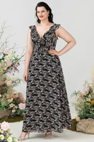 Laden Sie das Bild in den Galerie-Viewer, Erröten Lila Blume Boho Chiffon Brautjungfernkleid