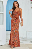 Laden Sie das Bild in den Galerie-Viewer, Einfaches Kupferfarbenes Meerjungfrau Rückenfreies langes Hochzeitsgastkleid