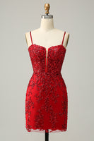 Laden Sie das Bild in den Galerie-Viewer, Glitzer Schwarz Pailletten Cocktailkleider