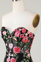 Laden Sie das Bild in den Galerie-Viewer, Sweetheart Schwarzes Cocktailkleid mit Applikationen