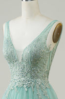 Laden Sie das Bild in den Galerie-Viewer, A Line Niedliches grünes Cocktailkleid mit Applikationen