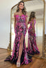 Laden Sie das Bild in den Galerie-Viewer, Glitzernde Goldenes Meerjungfrau Schulterfreies Korsett-Ballkleid mit Schlitz