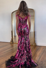 Laden Sie das Bild in den Galerie-Viewer, Glitzernde Goldenes Meerjungfrau Schulterfreies Korsett-Ballkleid mit Schlitz