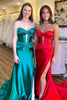 Laden Sie das Bild in den Galerie-Viewer, Glitzernd Fuchsia  Meerjungfrau Korsett Satin Lange Abendkleid mit Schlitz