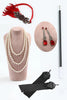 Laden Sie das Bild in den Galerie-Viewer, Glitter Schwarz Rot Gesäumt Bodycon Flapper Kleid mit 1920er Zubehörset