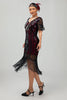 Laden Sie das Bild in den Galerie-Viewer, Glitter Burgunderrot Pailletten Kurze Ärmel Flapper Kleid mit Gesäumt