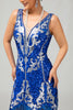 Laden Sie das Bild in den Galerie-Viewer, Glitter Königsblau Pailletten V-Ausschnitt Gesäumt Kurze Flapper Kleid mit 1920er Zubehörset