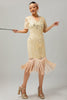 Laden Sie das Bild in den Galerie-Viewer, Glitter Apricot Gesäumt Bodycon Flapper Kleid mit 20s Zubehörset
