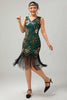 Laden Sie das Bild in den Galerie-Viewer, Glitter Grün Golden Etui Gesäumt Pailletten Kurze Flapper Kleid mit 20s Zubehörset