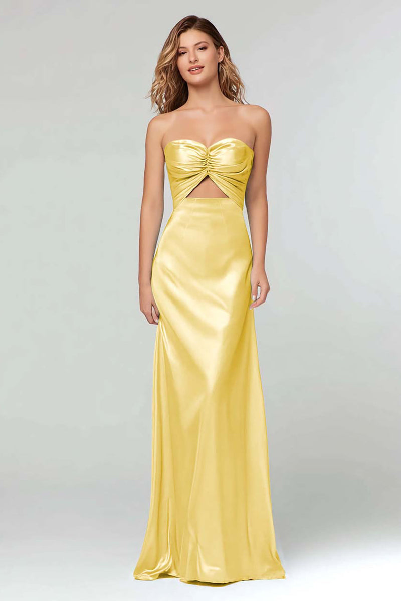 Laden Sie das Bild in den Galerie-Viewer, Blue Schatz Etui Satin Maxi Formelle Kleid
