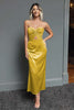 Laden Sie das Bild in den Galerie-Viewer, Dunkelblau Schatz Etui Satin Maxi Formelle Kleid
