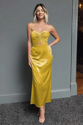 Dunkelblau Schatz Etui Satin Maxi Formelle Kleid