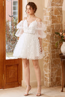 Laden Sie das Bild in den Galerie-Viewer, Weißes Off Shoulder Partykleid