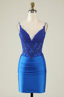 Laden Sie das Bild in den Galerie-Viewer, Etui Spaghettiträger Dunkelgrünes Cocktailkleider mit Perlen