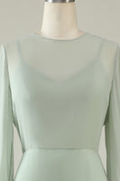 Laden Sie das Bild in den Galerie-Viewer, Mintfarbenes Hochzeitsgastkleid mit Langen Ärmeln