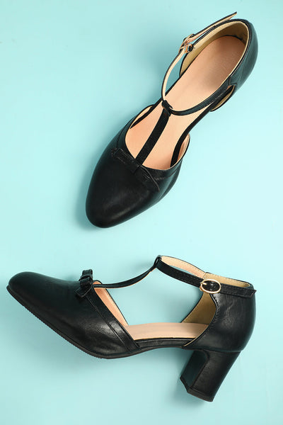 Schwarze Chunky Heels aus Leder