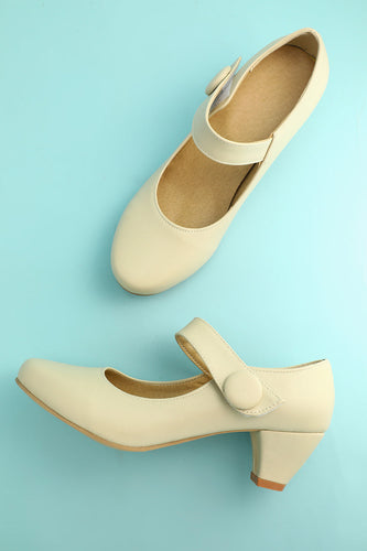 Cremige Knöchelriemen Heels