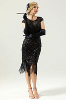 Laden Sie das Bild in den Galerie-Viewer, Pailletten 1920er Jahre Fransen Kleid